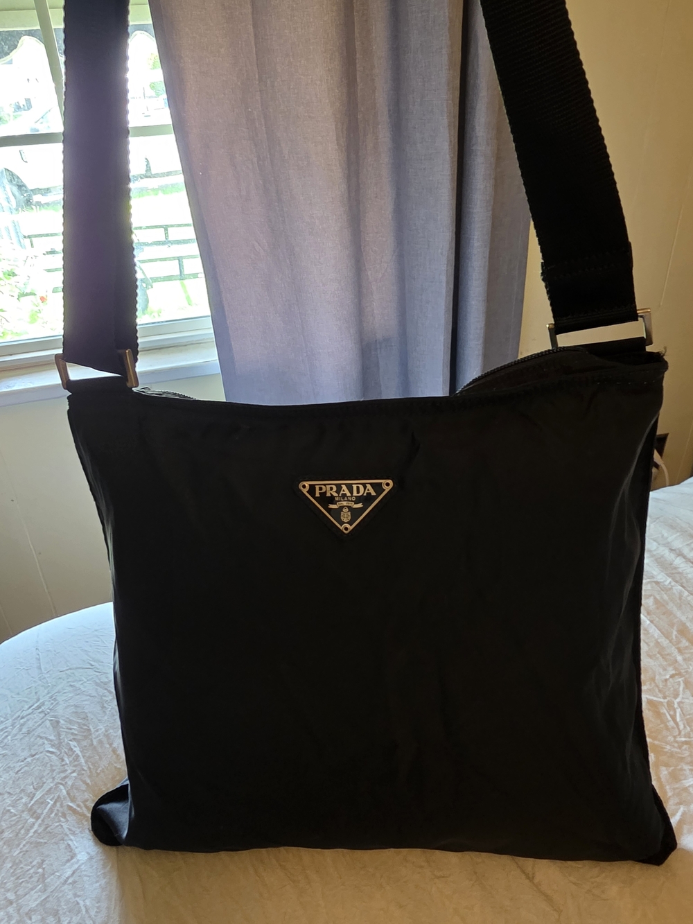 Prada Black Nylon Crossbody Tote - Men's Or Women's Bag In Good Condition